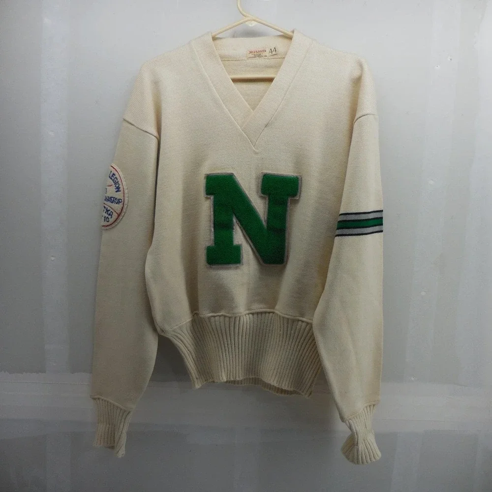 Vintage 1953 Wilson Letterman Sweater New Trier High American Legion Winnetka 44